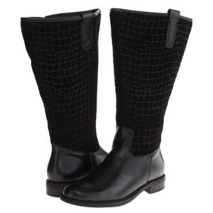 David Tate Best 20" Wide Calf Tall Boots Black Croc 6.5 M